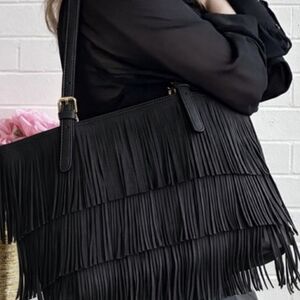 Black Fringe Women's Bag